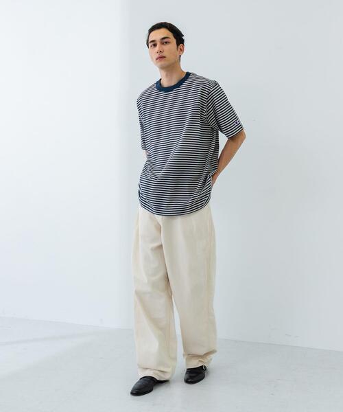 Champion(チャンピオン)の「『別注』Champion×UR USA Fit BORDER T-shirts(Tシャツ/カットソー・メンズ・ネイビー/ナチュラル・MEDIUM/LARGE/X-LARGE)」の12枚目の写真