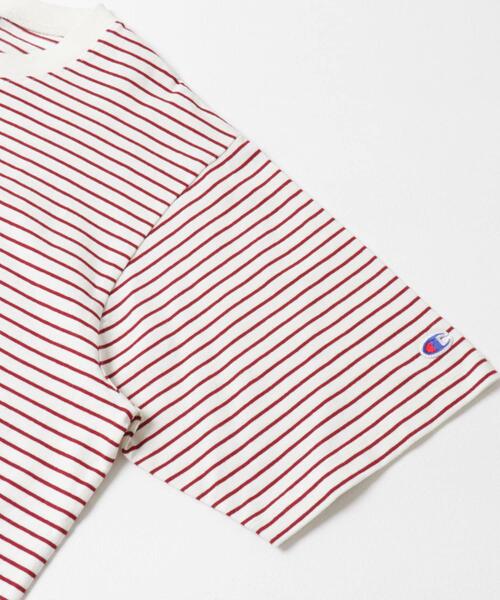 Champion(チャンピオン)の「『別注』Champion×UR USA Fit BORDER T-shirts(Tシャツ/カットソー・メンズ・ネイビー/ナチュラル・MEDIUM/LARGE/X-LARGE)」の3枚目の写真