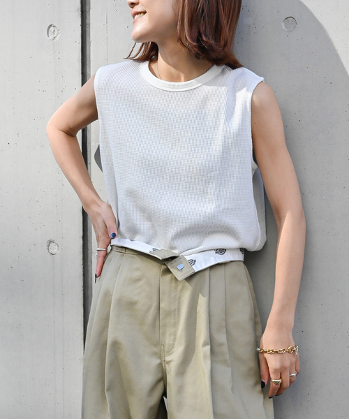 OUTDOOR PRODUCTS(アウトドアプロダクツ)の「TCワッフルノースリーブ(Tシャツ/カットソー・レディース・ホワイト/ブラック・FREE)」の21枚目の写真