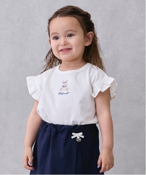 petit main(プティマイン)の「【プティプラ】GIRLS半袖T(Tシャツ/カットソー・キッズ・レッド/ライトピンク/オフホワイト/ライトブルー/エメラルド/マルチ/ライトベージュ/ネイビー/イエロー/ラベンダー・130cm/100cm/80cm/90cm/110cm/120cm)」の2枚目の写真