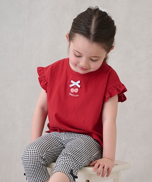 petit main（プティマイン）の「【プティプラ】GIRLS半袖T（Tシャツ/カットソー・キッズ・レッド/ライトピンク/オフホワイト/ライトブルー/エメラルド/マルチ/ライトベージュ/ネイビー/イエロー/ラベンダー・130cm/100cm/80ｃｍ/90cm/110cm/120cm）」の13枚目の写真