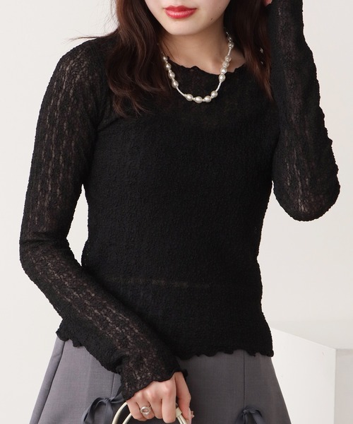ROOPTOKYO（ループトウキョウ）の「ボートネック シアートップ 秋物 秋服 2026年秋冬（Tシャツ/カットソー・レディース・アイボリー/ブラック・FREE）」の2枚目の写真