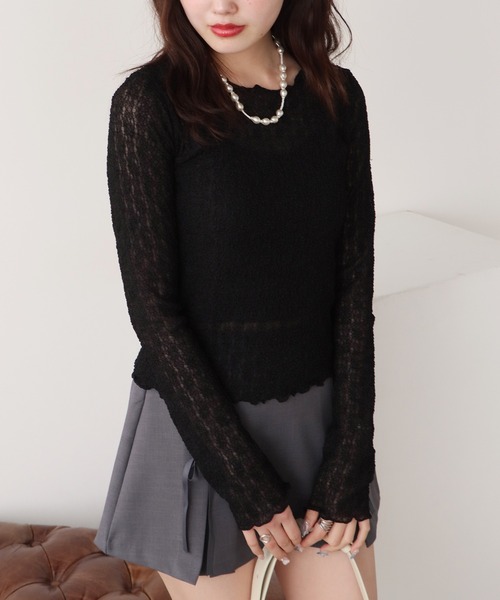 ROOPTOKYO（ループトウキョウ）の「ボートネック シアートップ 秋物 秋服 2026年秋冬（Tシャツ/カットソー・レディース・アイボリー/ブラック・FREE）」の20枚目の写真