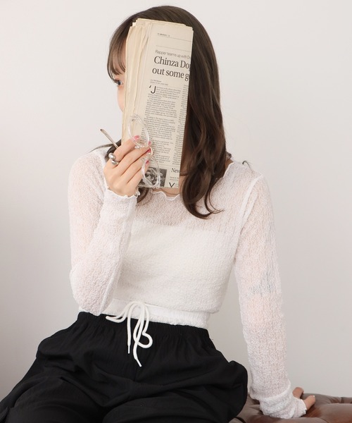 ROOPTOKYO（ループトウキョウ）の「ボートネック シアートップ 秋物 秋服 2026年秋冬（Tシャツ/カットソー・レディース・アイボリー/ブラック・FREE）」の14枚目の写真