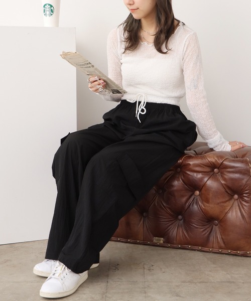 ROOPTOKYO（ループトウキョウ）の「ボートネック シアートップ 秋物 秋服 2026年秋冬（Tシャツ/カットソー・レディース・アイボリー/ブラック・FREE）」の16枚目の写真