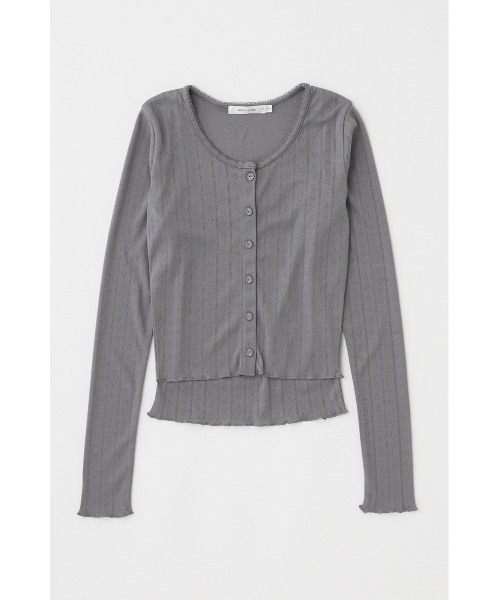 MOUSSY（マウジー）の「EYELET U-NECK カーディガン & キャミソール 春服（カーディガン/ボレロ・レディース・ライトブルー/ホワイト/チャコールグレー・FREE）」の11枚目の写真