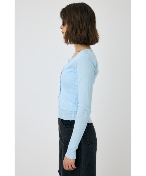 MOUSSY（マウジー）の「EYELET U-NECK カーディガン & キャミソール 春服（カーディガン/ボレロ・レディース・ライトブルー/ホワイト/チャコールグレー・FREE）」の20枚目の写真