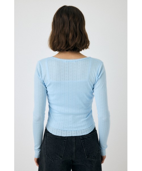 MOUSSY（マウジー）の「EYELET U-NECK カーディガン & キャミソール 春服（カーディガン/ボレロ・レディース・ライトブルー/ホワイト/チャコールグレー・FREE）」の21枚目の写真