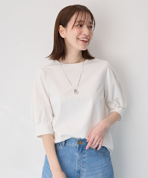 ANY(エニィ)の「パフスリーブカットソー(Tシャツ/カットソー・レディース・ピンク系/ライトグレー系/ブラック系/ホワイト系/ターコイズブルー系・2/3)」の3枚目の写真