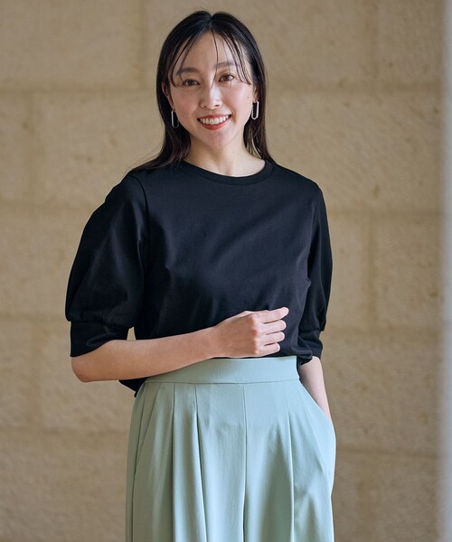 ANY(エニィ)の「パフスリーブカットソー(Tシャツ/カットソー・レディース・ピンク系/ライトグレー系/ブラック系/ホワイト系/ターコイズブルー系・2/3)」の12枚目の写真