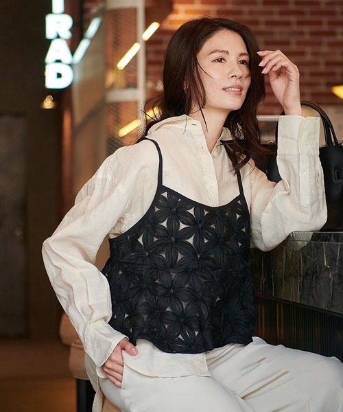 Jines（ジネス）の「チュールフラワーキャミ（シャツ/ブラウス