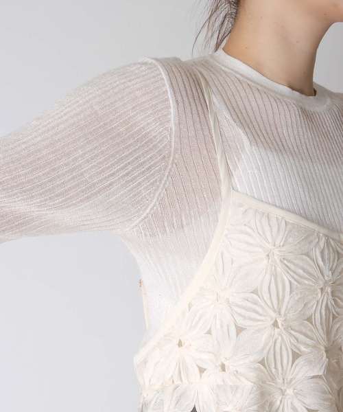 Jines（ジネス）の「チュールフラワーキャミ（シャツ/ブラウス・レディース・ブラック/ライトベージュ・38）」の19枚目の写真