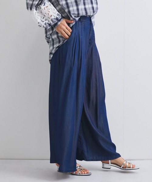 QUEENS COURT(クイーンズコート)の「バイオシルクタックワイドパンツ≪洗濯機で洗える≫(その他パンツ・レディース・ライトグレー/ブルー/ネイビー・M)」の4枚目の写真