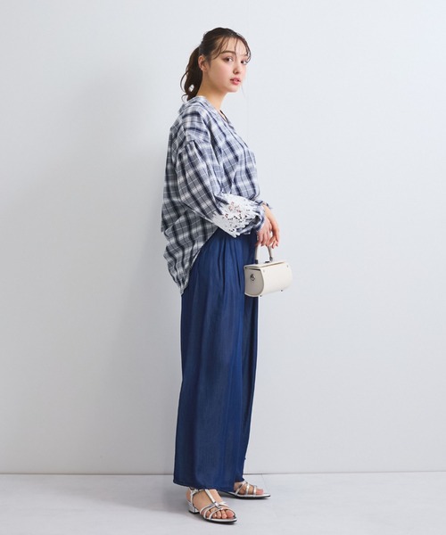 QUEENS COURT(クイーンズコート)の「バイオシルクタックワイドパンツ≪洗濯機で洗える≫(その他パンツ・レディース・ライトグレー/ブルー/ネイビー・M)」の8枚目の写真