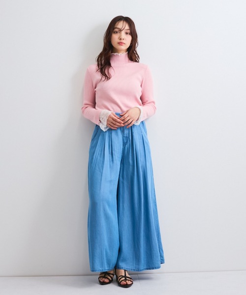 QUEENS COURT(クイーンズコート)の「バイオシルクタックワイドパンツ≪洗濯機で洗える≫(その他パンツ・レディース・ライトグレー/ブルー/ネイビー・M)」の9枚目の写真