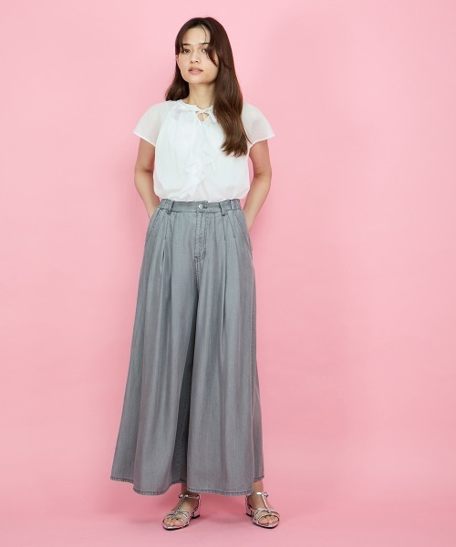 パンツ C セール】バイオシルクタックワイドパンツ≪洗濯機で洗える