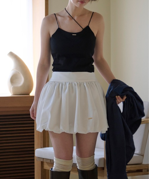 loin nuit(ロワンニュイ)の「gather balloon skirt / ギャザーバルーンスカート(スカート・レディース・ホワイト/ネイビー・FREE)」の3枚目の写真