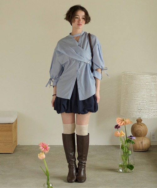 loin nuit(ロワンニュイ)の「gather balloon skirt / ギャザーバルーンスカート(スカート・レディース・ホワイト/ネイビー・FREE)」の8枚目の写真