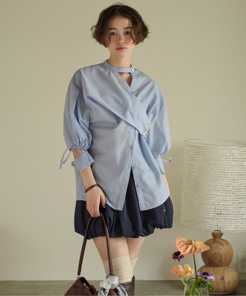 loin nuit(ロワンニュイ)の「gather balloon skirt / ギャザーバルーンスカート(スカート・レディース・ホワイト/ネイビー・FREE)」の12枚目の写真