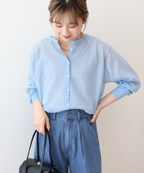 AMERICAN HOLIC（アメリカンホリック）の「シアークルーネックニットカーディガン（カーディガン/ボレロ・レディース・その他6/ブラック/ライトブルー/アイボリー/シルバー・M/L）」の3枚目の写真