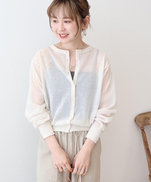 AMERICAN HOLIC（アメリカンホリック）の「シアークルーネックニットカーディガン（カーディガン/ボレロ・レディース・その他6/ブラック/ライトブルー/アイボリー/シルバー・M/L）」の7枚目の写真