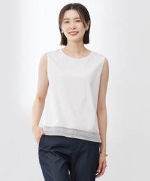 J.PRESS（ジェイプレス）の「【人気のため追加・洗える】ノースリーブスムースジャージー レース カットソー（タンクトップ）」