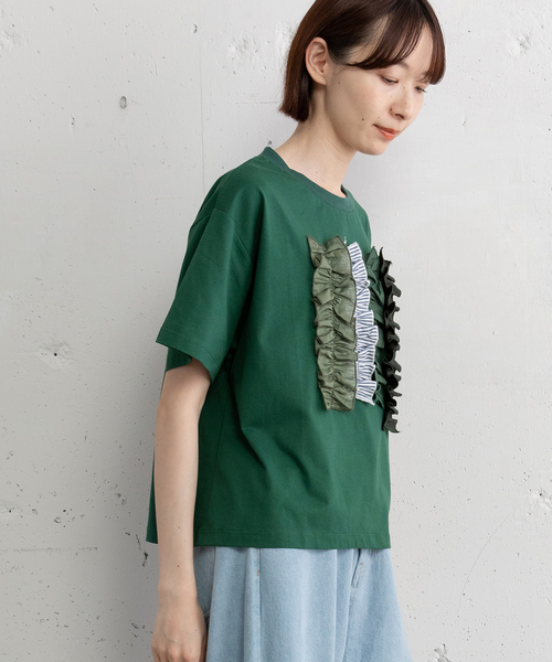 POU DOU DOU（プードゥドゥ）の「ランダムフリルTee（Tシャツ/カットソー・レディース・オフホワイト/ブラック/ダークグリーン・M/3）」の20枚目の写真