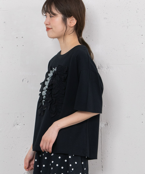 POU DOU DOU（プードゥドゥ）の「ランダムフリルTee（Tシャツ/カットソー・レディース・オフホワイト/ブラック/ダークグリーン・M/3）」の8枚目の写真