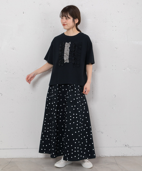 POU DOU DOU（プードゥドゥ）の「ランダムフリルTee（Tシャツ/カットソー・レディース・オフホワイト/ブラック/ダークグリーン・M/3）」の12枚目の写真