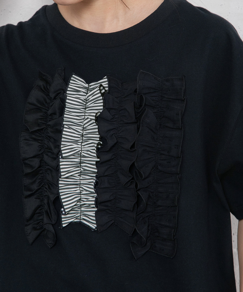 POU DOU DOU（プードゥドゥ）の「ランダムフリルTee（Tシャツ/カットソー・レディース・オフホワイト/ブラック/ダークグリーン・M/3）」の15枚目の写真