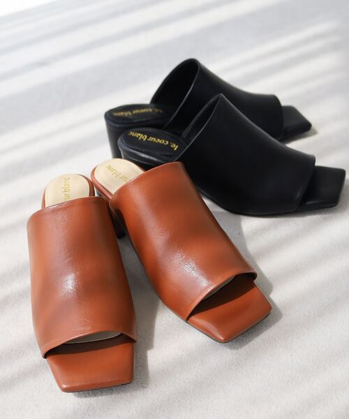 le.coeur blanc（ルクールブラン）の「《WEB限定アイテム》スクエアトゥカバードサンダル（サンダル・レディース・ブラウン/ブラック・36/37/38）」の5枚目の写真