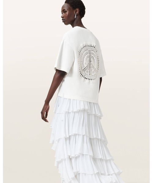 ALLSAINTS(オールセインツ)の「AMELIE CROCHET OVERSIZED BOXY T-SHIRT | AMELIE クロシェ オーバーサイズ ボクシー Tシャツ(Tシャツ/カットソー・レディース・ホワイト・S/M/XS/L)」の2枚目の写真
