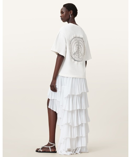 ALLSAINTS(オールセインツ)の「AMELIE CROCHET OVERSIZED BOXY T-SHIRT | AMELIE クロシェ オーバーサイズ ボクシー Tシャツ(Tシャツ/カットソー・レディース・ホワイト・S/M/XS/L)」の4枚目の写真