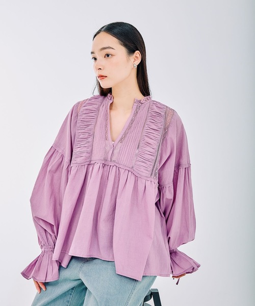 LEPSIM（レプシィム）の「ボリュームレースブラウス　323364（シャツ/ブラウス・レディース・ライトパープル/ブラック/オフホワイト・FREE）」の5枚目の写真