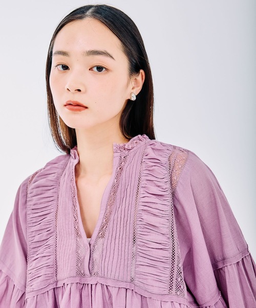 LEPSIM（レプシィム）の「ボリュームレースブラウス　323364（シャツ/ブラウス・レディース・ライトパープル/ブラック/オフホワイト・FREE）」の7枚目の写真