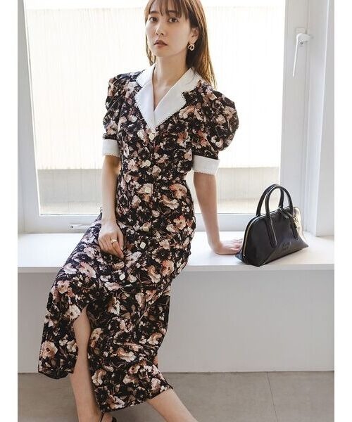★★Sea N.Y パフスリーブ プリントワンピース 送料・関税込み Sea New York｜プリントパフスリーブロングワンピース