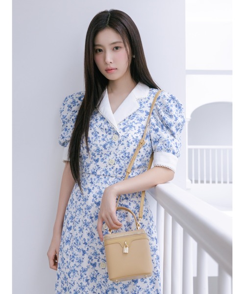 新品　SNIDEL スナイデル マルチプリントパフスリーブワンピースBLU 0 SNIDEL - 【正規品】snidel マルチプリントパフスリーブ