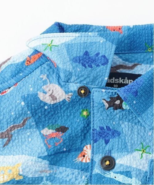 WIND AND SEA 開襟 半袖シャツ 総柄　青　L オーバーサイズ WIND AND SEA 開襟 半袖シャツ 総柄 青 L オーバーサイズ WIND
