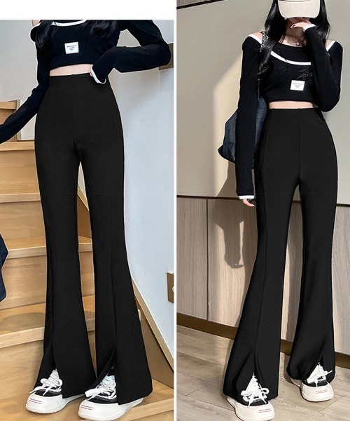 Miniministore（ミニミニストア）の「フレアスキニーパンツ スリット入りパンツ（スウェットパンツ・レディース・ブラック・L/XL/M）」の21枚目の写真