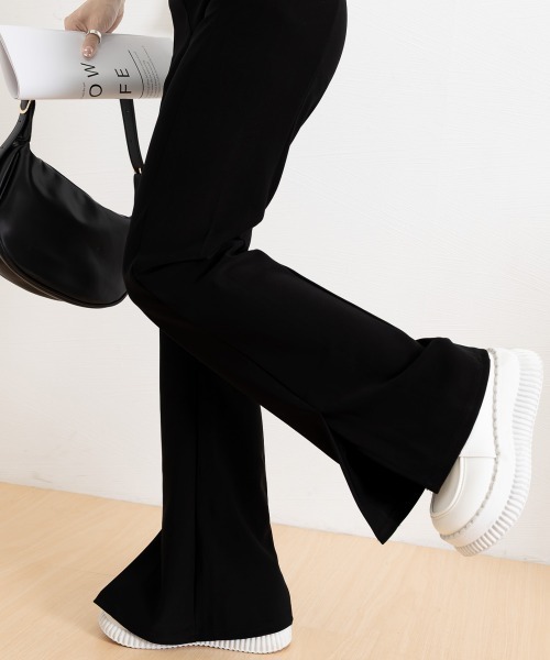 Miniministore（ミニミニストア）の「フレアスキニーパンツ スリット入りパンツ（スウェットパンツ・レディース・ブラック・L/XL/M）」の14枚目の写真