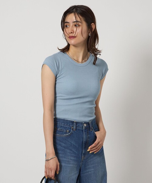 gicipi（ジチピ）の「＜gicipi＞CALCIO フレンチスリーブ Tシャツ（Tシャツ/カットソー・レディース・オフホワイト/ブラック/ライトブルー・FREE）」の4枚目の写真