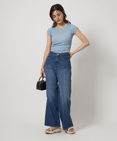 gicipi（ジチピ）の「＜gicipi＞CALCIO フレンチスリーブ Tシャツ（Tシャツ/カットソー・レディース・オフホワイト/ブラック/ライトブルー・FREE）」の5枚目の写真