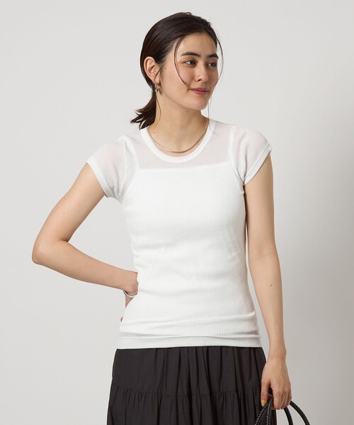 gicipi（ジチピ）の「＜gicipi＞CALCIO フレンチスリーブ Tシャツ（Tシャツ/カットソー・レディース・オフホワイト/ブラック/ライトブルー・FREE）」の6枚目の写真