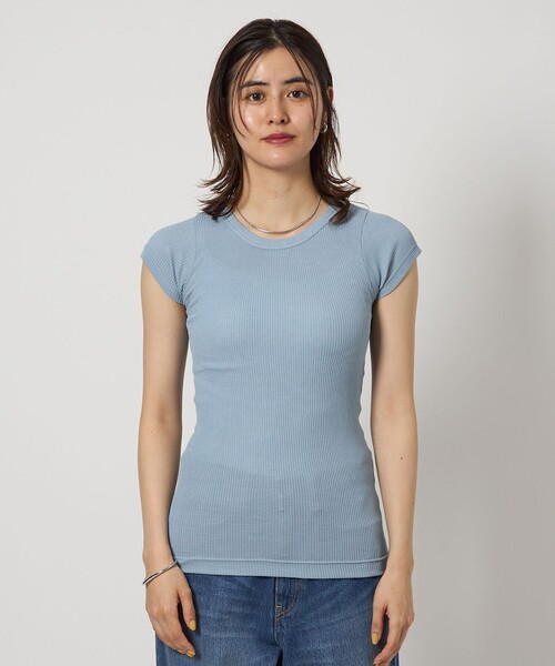 gicipi（ジチピ）の「＜gicipi＞CALCIO フレンチスリーブ Tシャツ（Tシャツ/カットソー・レディース・オフホワイト/ブラック/ライトブルー・FREE）」の12枚目の写真