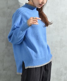 INTERPLANET | ７Ｇ天竺＊袖山リブ配色ハイネックプルオーバー(ニット/セーター)