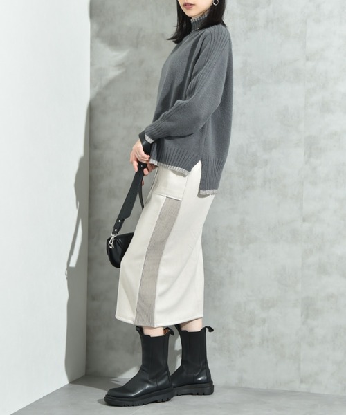 INTERPLANET（インタープラネット）の「７Ｇ天竺＊袖山リブ配色ハイネックプルオーバー（ニット/セーター・レディース・グリーン/ブルー/チャコールグレー/グレー/オレンジ・FREE）」の22枚目の写真