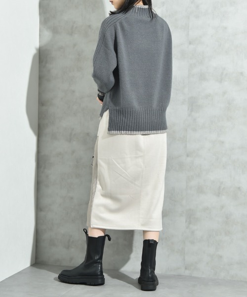 INTERPLANET（インタープラネット）の「７Ｇ天竺＊袖山リブ配色ハイネックプルオーバー（ニット/セーター・レディース・グリーン/ブルー/チャコールグレー/グレー/オレンジ・FREE）」の21枚目の写真