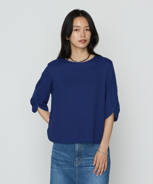 K.T KIYOKO TAKASE（キヨコタカセ）の「ポコポコジャージー バックタックTシャツ（Tシャツ/カットソー・レディース・ブルー/ホワイト/ブラウン・11号/9号）」の3枚目の写真