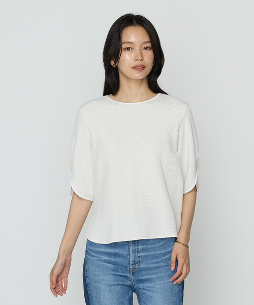 K.T KIYOKO TAKASE（キヨコタカセ）の「ポコポコジャージー バックタックTシャツ（Tシャツ/カットソー・レディース・ブルー/ホワイト/ブラウン・11号/9号）」の6枚目の写真