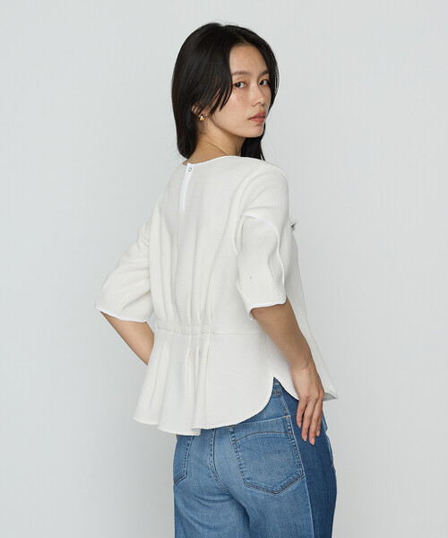 K.T KIYOKO TAKASE（キヨコタカセ）の「ポコポコジャージー バックタックTシャツ（Tシャツ/カットソー・レディース・ブルー/ホワイト/ブラウン・11号/9号）」の7枚目の写真